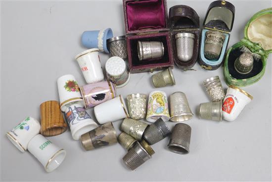 A collection of porcelain thimbles